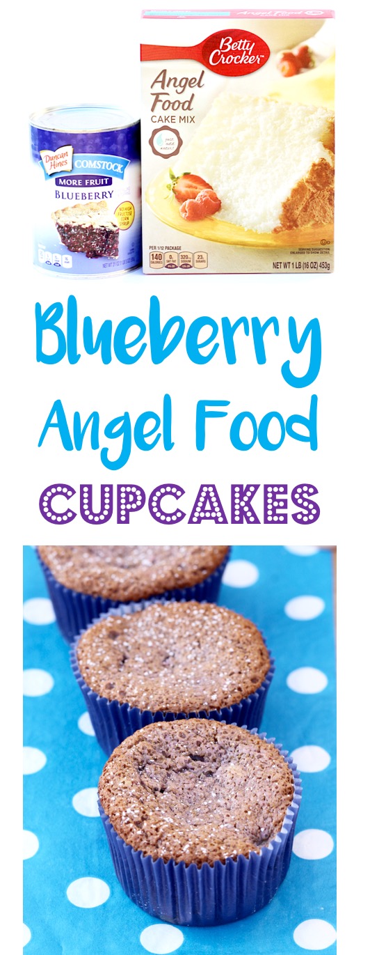 Blueberry Angel Food Cupcake Recipe - from TheFrugalGirls.com