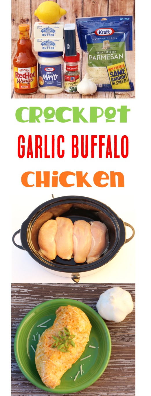 Crockpot Garlic Buffalo Chicken Recipe from TheFrugalGirls.com