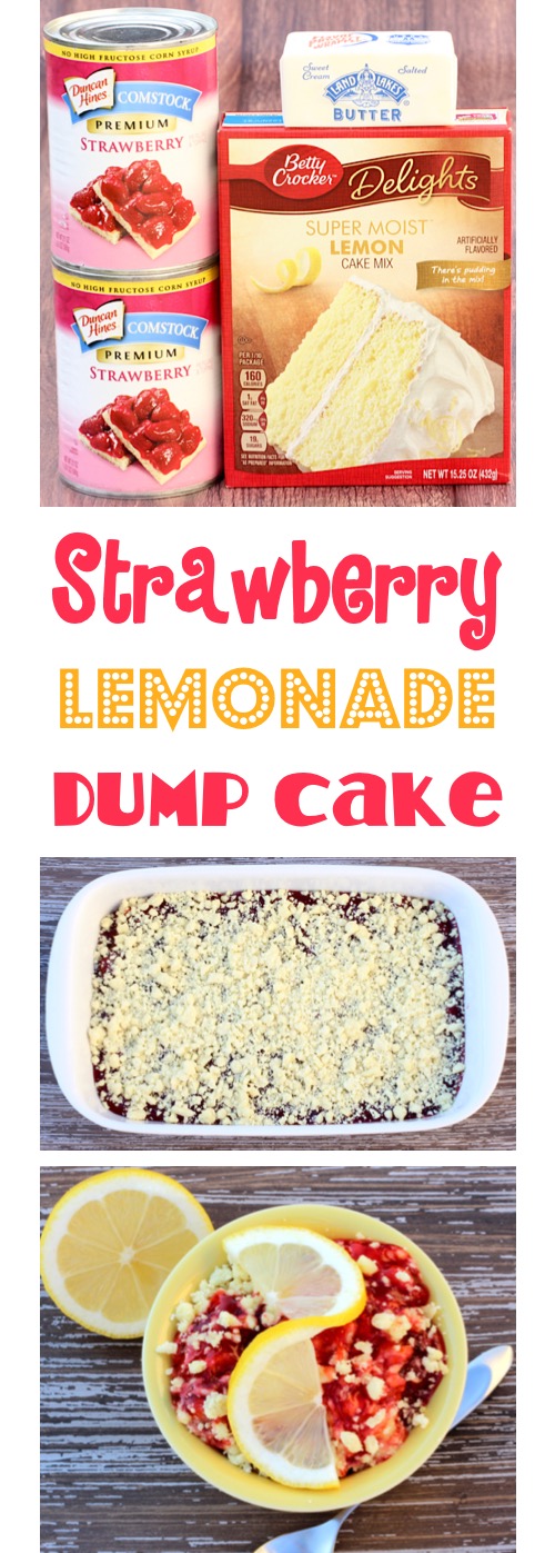 Strawberry Lemonade Dump Cake Recipe at TheFrugalGirls.com