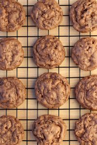 Chocolate Crunch Cookies on a wire rack.
