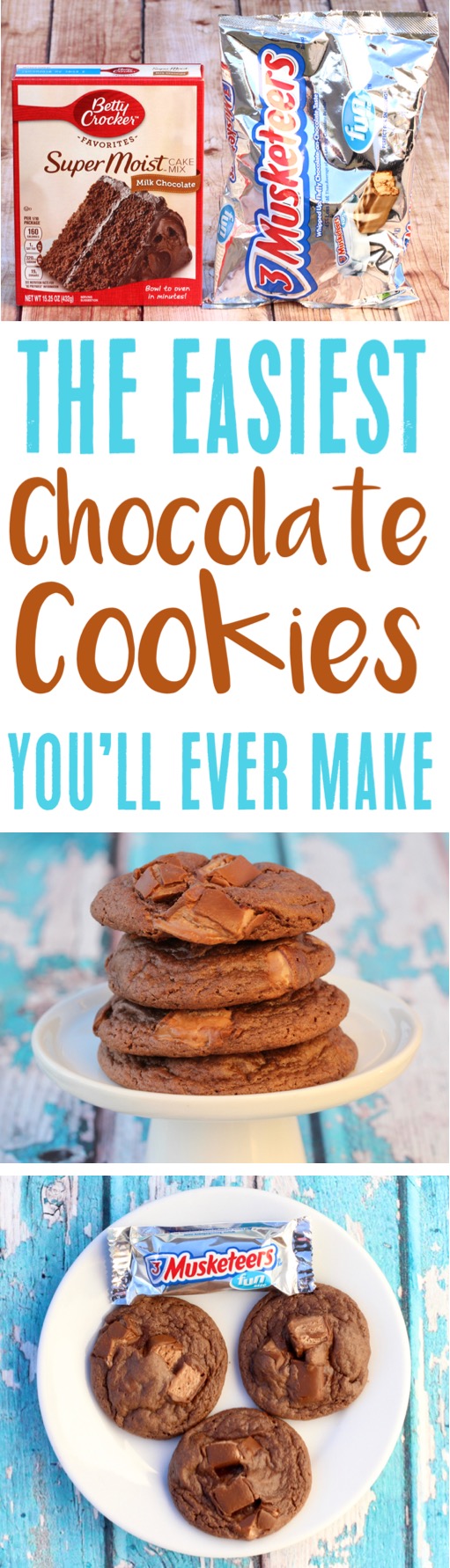 Chocolate Cake Mix Cookies - Easy 3 Musketeers Cookie Recipe