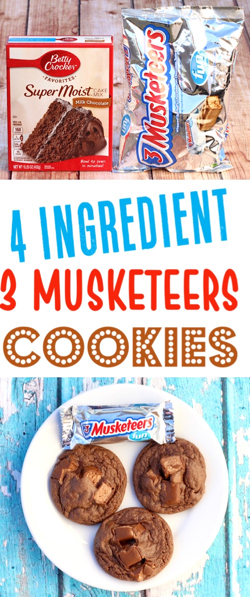 Chocolate Cake Mix Cookies Recipes Easy 3 Musketeers Soft Chewy Cookie Recipe