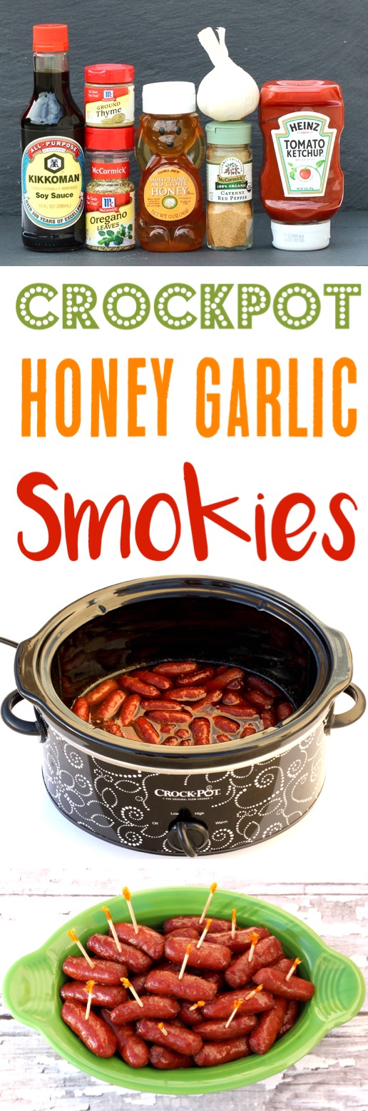 Crockpot Smokies Recipe Honey Garlic Slow Cooker Appetizer