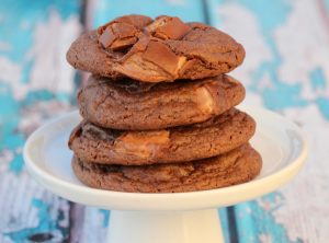 Stack of 3 Musketeers candy bar cookies.