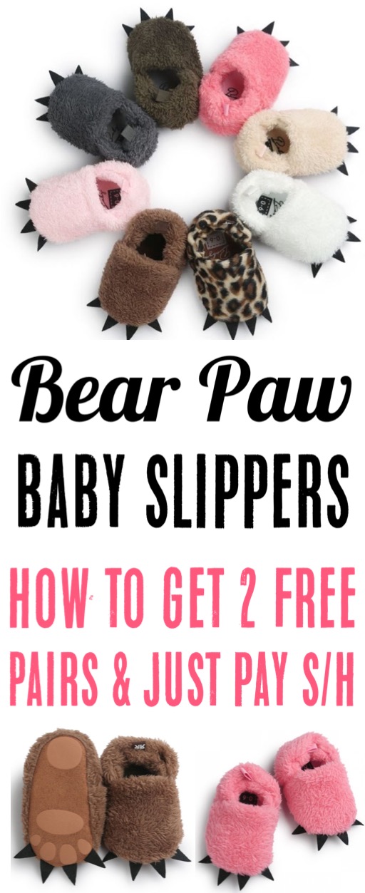 Baby Girl Clothes Newborn and older Free Cozy Bear Paw Slippers for Babies