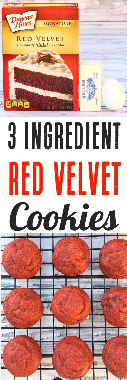 Red Velvet Cookies from Cake Mix Easy Recipe for Chirstmas Valentine's Day or 4th of July Dessert Recipes