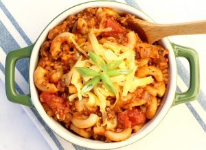Spoon in a bowl of goulash.