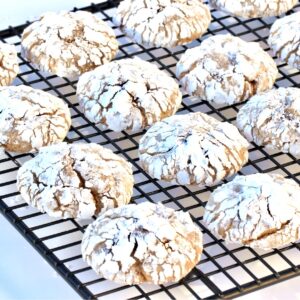 Cinnamon sugar cookies cooling on cookie rack.