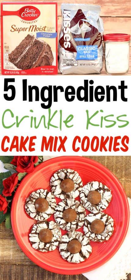 Crinkle Cookies Recipe Easy Chocolate Kiss Crinkle Cookie made with your favorite Cake Mixes