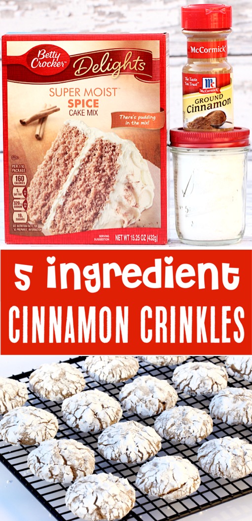 Fall Cookies Recipes Easy Autumn or Thanksgiving Cinnamon Cake Mix Crinkle Cookie Recipe