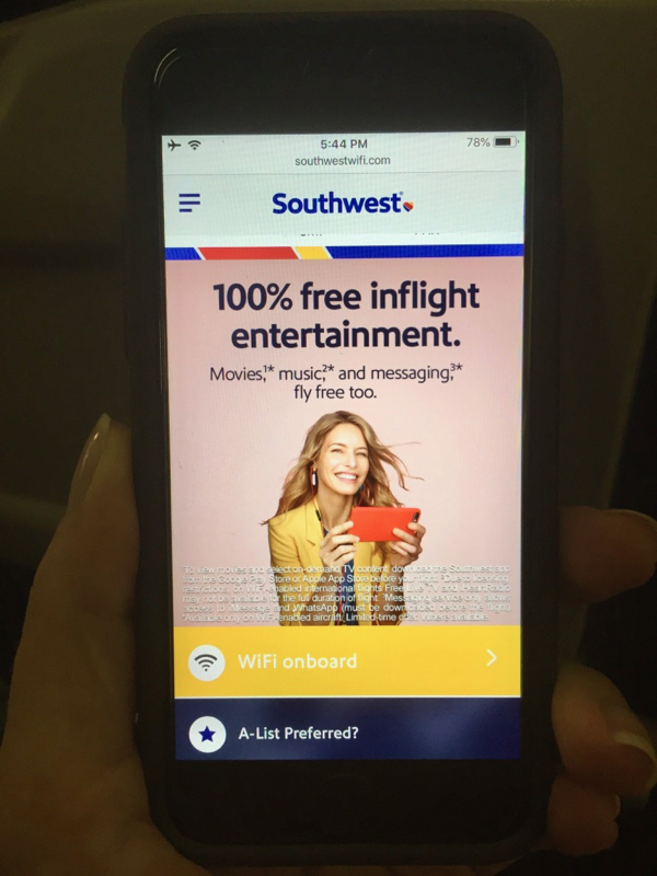 Southwest Airlines Free In Flight Entertainment