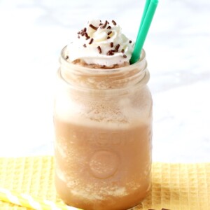 Jar of copycat Starbucks Mocha Frappuccino.