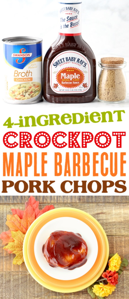 Crockpot Pork Chops Easy 4 Ingredients BBQ Maple Slow Cooker Pork Chop Recipe
