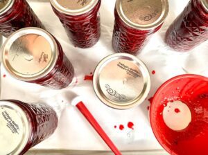 Jars of blackberry jam.