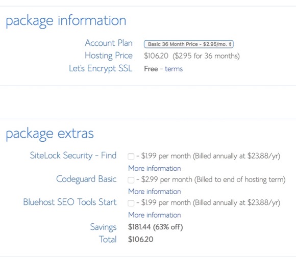 Bluehost Package