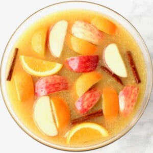Bowl of apple cider orange juice punch.