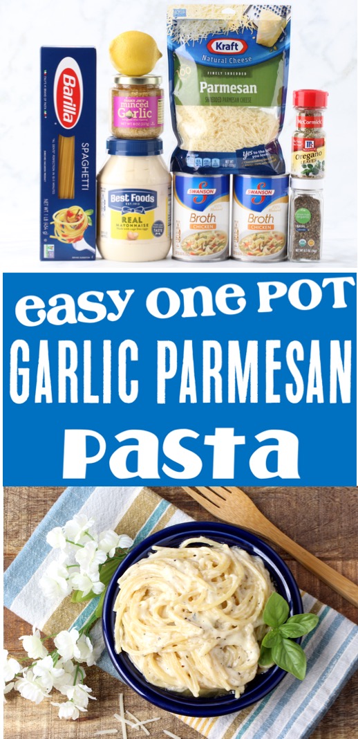 Garlic Parmesan Pasta Easy Homemade Sauce One Pot Recipe