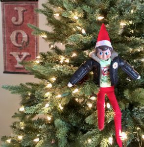 Elf on the Shelf Hiding in the Christmas Tree