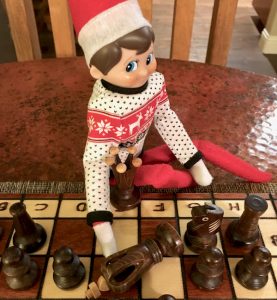 Elf on the Shelf Playing Chess