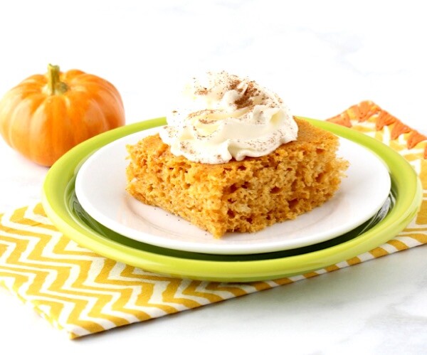 Slice of Pumpkin Angel Food Cake on a plate.