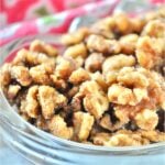 Spiced walnuts in a mason jar.