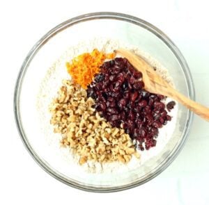 Unmixed ingredients in a bowl.