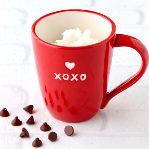 Whipped cream in a red mug.