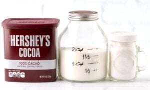 Cocoa powder, sugar, and salt.
