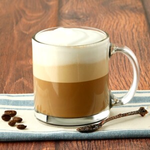 Espresso in a glass mug.