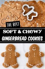 Collage of gingerbread cookies and cookie dough.