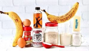 Oat Flour Pancake ingredients including vanilla, egg, and cinnamon.