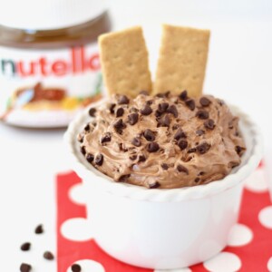 Nutella Whip Dip in a small bowl with crackers.