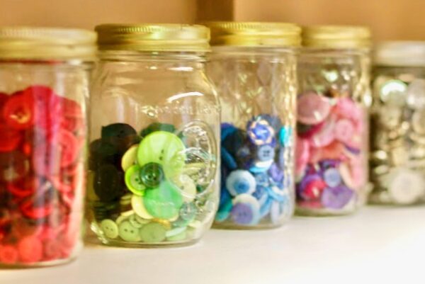 Mason Jar Button Storage