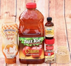 Ingredients including vanilla, cinnamon, and caramel syrup.