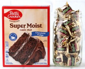 Milky Ways and chocolate cake mix.