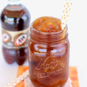 Root beer slush in a jar.