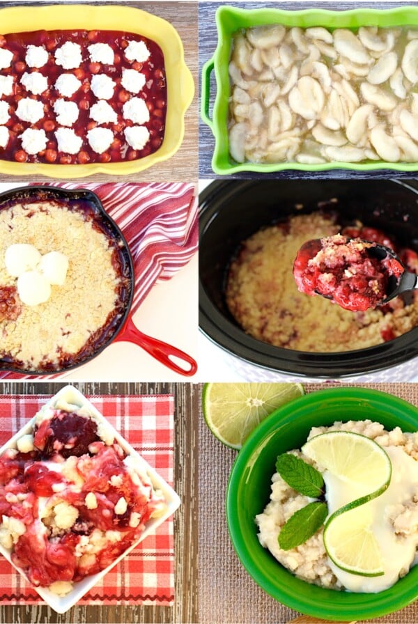 Collage of dump cakes.