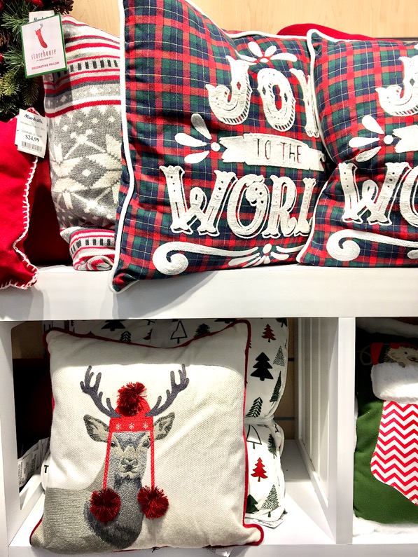 Christmas throw pillows at Marshalls.