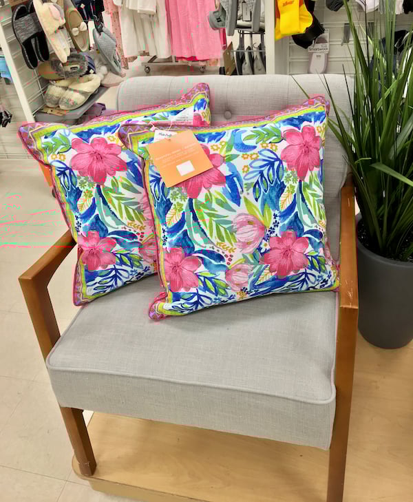 Chair with throw pillows at Marshalls.