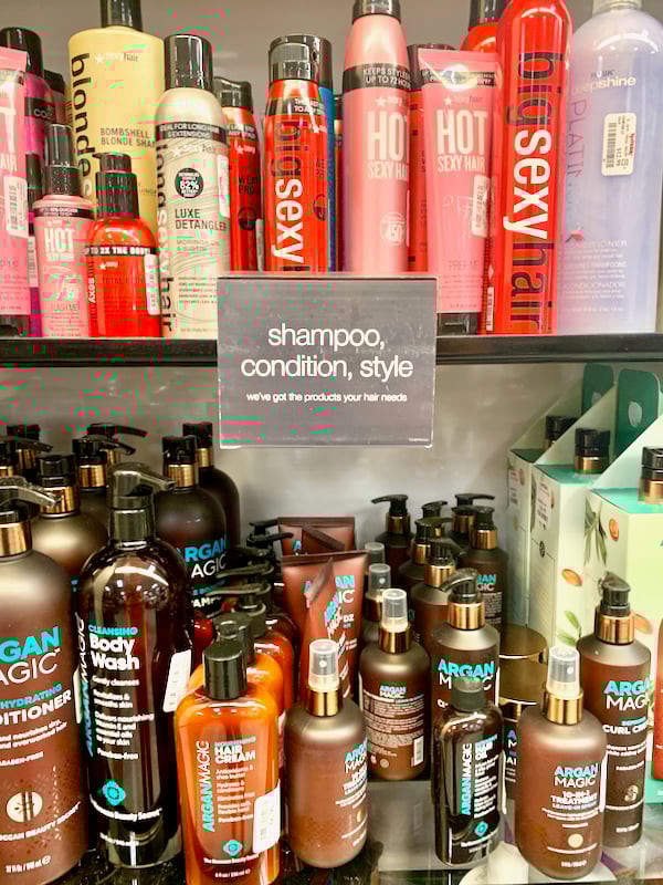 TJ Maxx hair products aisle.