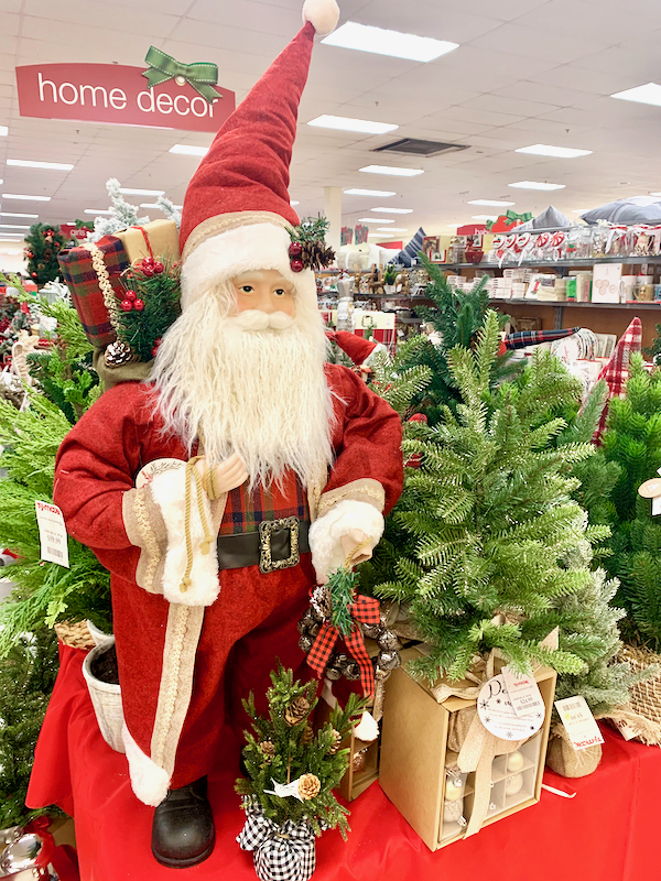 Santa and Christmas tree display at TJ Maxx.