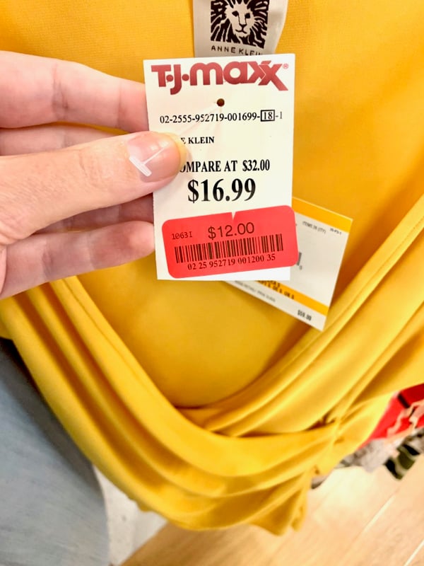 TJ Maxx shirt on clearance with red tag.