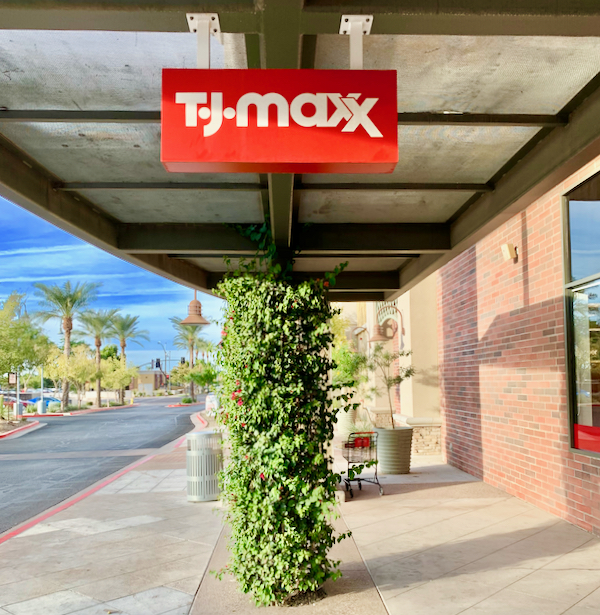 TJ Maxx sign outside of store.