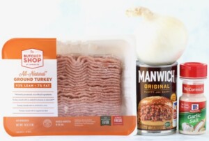Ingredients for Ground Turkey Sloppy Joes.