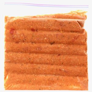 Freezer bag full of tomato soup.