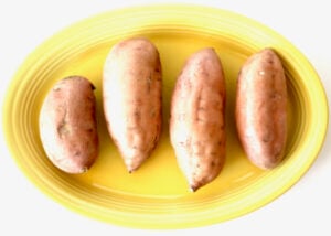 Sweet potatoes on a platter.