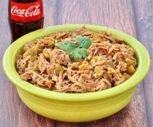 Bowl of Mexican pulled pork.