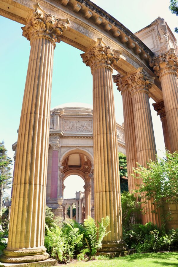 Large columns on a sunny day.