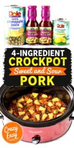 Sweet and sour pork with pineapple in crockpot.