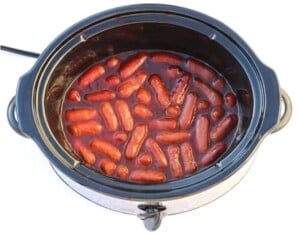 Cooked smokies in slow cooker.